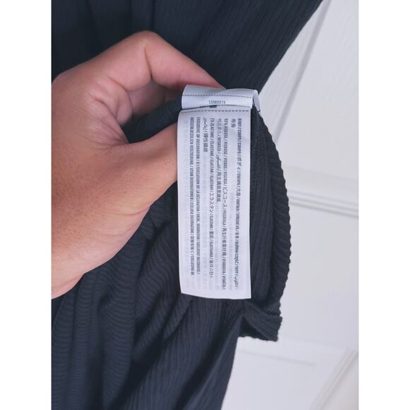 Abercrombie & Fitch O-Ring Ribbed Short Sleeve Midi Dress Black M Academia LBD - Picture 11 of 12